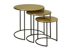 Ronde Bijzettafel Renew Iron set van 3 stuks - Brass Antique - Loft24.nl