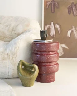 Ronde Bijzettafel Spatter 30cm - Burgundy - Loft24.nl