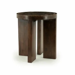 Ronde Bijzettafel TiledUp Keramiek en mangohout 40cm - Loft24.nl