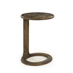 Ronde Bijzettafel Vito Marmer en Mangohout 43 x 37cm - Loft24.nl