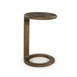 Ronde Bijzettafel Vito Marmer en Mangohout 43 x 37cm - Loft24.nl