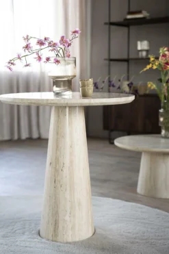 Ronde Bistrotafel Aime Travertin 70 x 75 cm - Loft24.nl