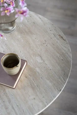 Ronde Bistrotafel Aime Travertin 70 x 75 cm - Loft24.nl