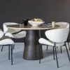 Ronde Eettafel Aikin Travertin en Mangohout - 130cm - Loft24.nl