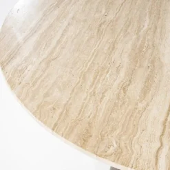 Ronde Eettafel Aikin Travertin en Mangohout - 130cm - Loft24.nl