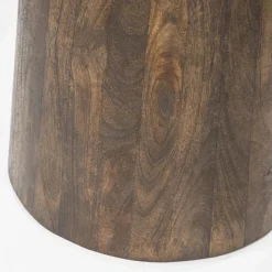 Ronde Eettafel Aikin Travertin en Mangohout - 130cm - Loft24.nl