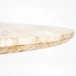 Ronde Eettafel Aikin Travertin en Mangohout - 130cm - Loft24.nl