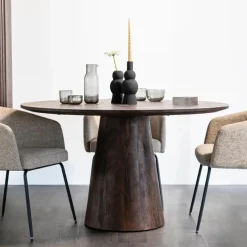 Ronde Eettafel Aron Mangohout Bruin - 130cm - Loft24.nl