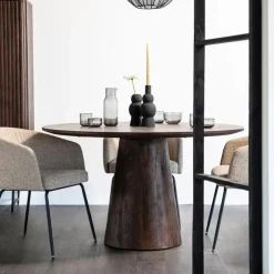 Ronde Eettafel Aron Mangohout Bruin - 130cm - Loft24.nl