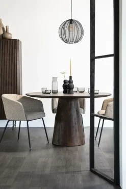 Ronde Eettafel Aron Mangohout Bruin - 130cm - Loft24.nl