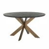 Ronde Eettafel Blackbone Ø140 cm met geborsteld gouden spinpoot - Zwart - Loft24.nl