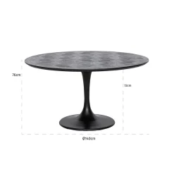 Ronde Eettafel Blax Ø140cm eiken met stalen onderstel - Zwart - Loft24.nl
