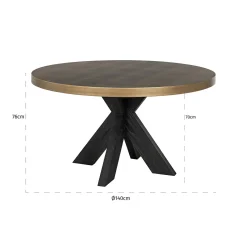 Ronde Eettafel Bloomville segrijn lederlook Ø140cm - Zwart - Loft24.nl