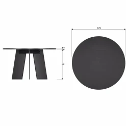 Ronde Eettafel Fries Eiken, 129cm - Zwart - Loft24.nl