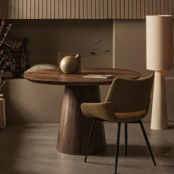 Ronde Eettafel Limit Mangohout 130cm - Walnoot - Loft24.nl