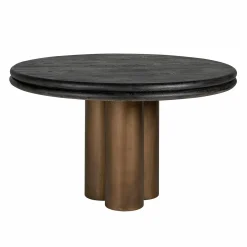 Ronde eettafel Macaron Ø130 cm - eikenhout met metalen onderstel - Loft24.nl