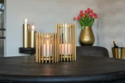 Ronde eettafel Macaron Ø130 cm - eikenhout met metalen onderstel - Loft24.nl