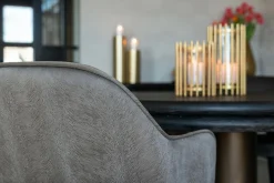 Ronde eettafel Macaron Ø130 cm - eikenhout met metalen onderstel - Loft24.nl