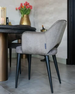 Ronde eettafel Macaron Ø130 cm - eikenhout met metalen onderstel - Loft24.nl