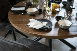 Ronde Eettafel Oscar mangohout met kruispoot Naturel 150cm - Loft24.nl