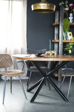 Ronde Eettafel Oscar mangohout met kruispoot Naturel 150cm - Loft24.nl