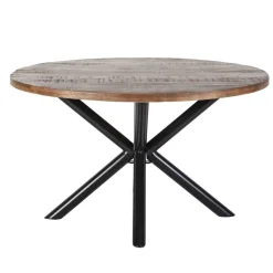 Ronde Eettafel Oscar mangohout met kruispoot Naturel 130cm - Loft24.nl