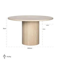 Ronde Eettafel Renaissance Ø130cm Travertin - Beige - Loft24.nl