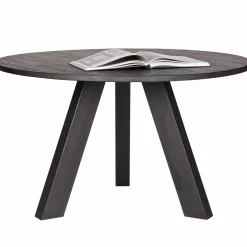 Ronde Eettafel Rhonda Eikenhout 130cm - Zwart - Loft24.nl
