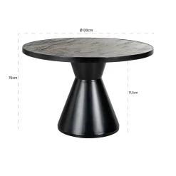 Ronde Eettafel Russel steenfineer Ø120cm - Zwart - Loft24.nl