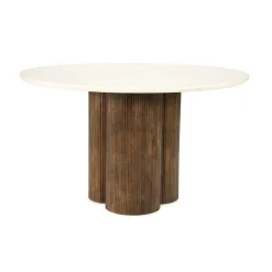 Ronde Eettafel Xanni Marmer en Mangohout 130cm - Loft24.nl