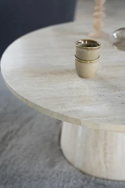 Ronde Salontafel Aime Travertin 70 x 38 cm - Loft24.nl