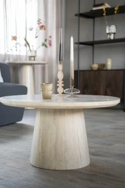 Ronde Salontafel Aime Travertin 70 x 38 cm - Loft24.nl