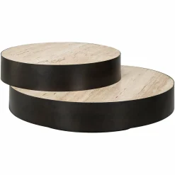 Ronde Salontafel Avalon Travertin - 2 Laags - Loft24.nl