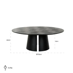 Ronde Salontafel Blax Ø110cm Eikenhout - Zwart - Loft24.nl