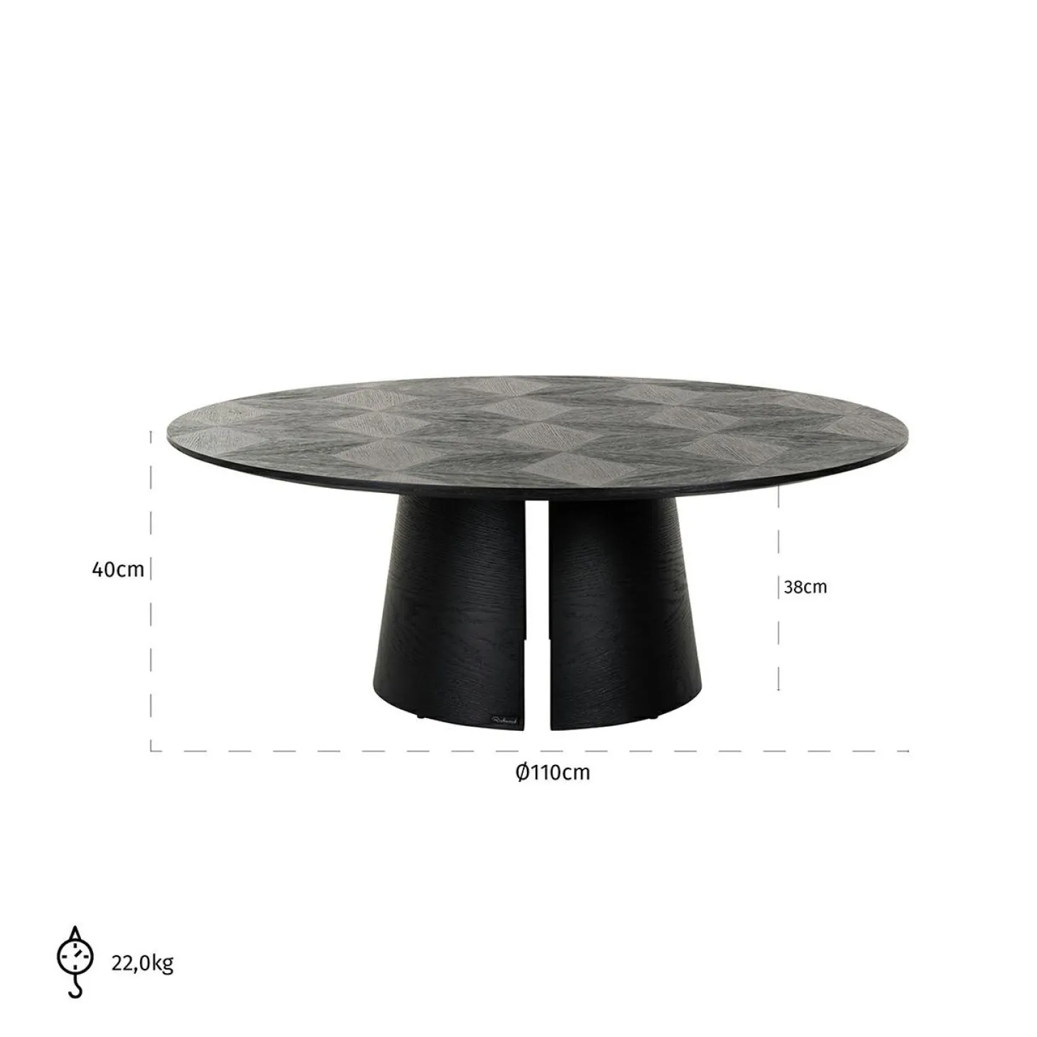 Ronde Salontafel Blax Ø110cm Eikenhout - Zwart - Loft24.nl