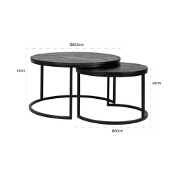 Ronde Salontafel Catana Set van 2 stuks - Zwart - Loft24.nl
