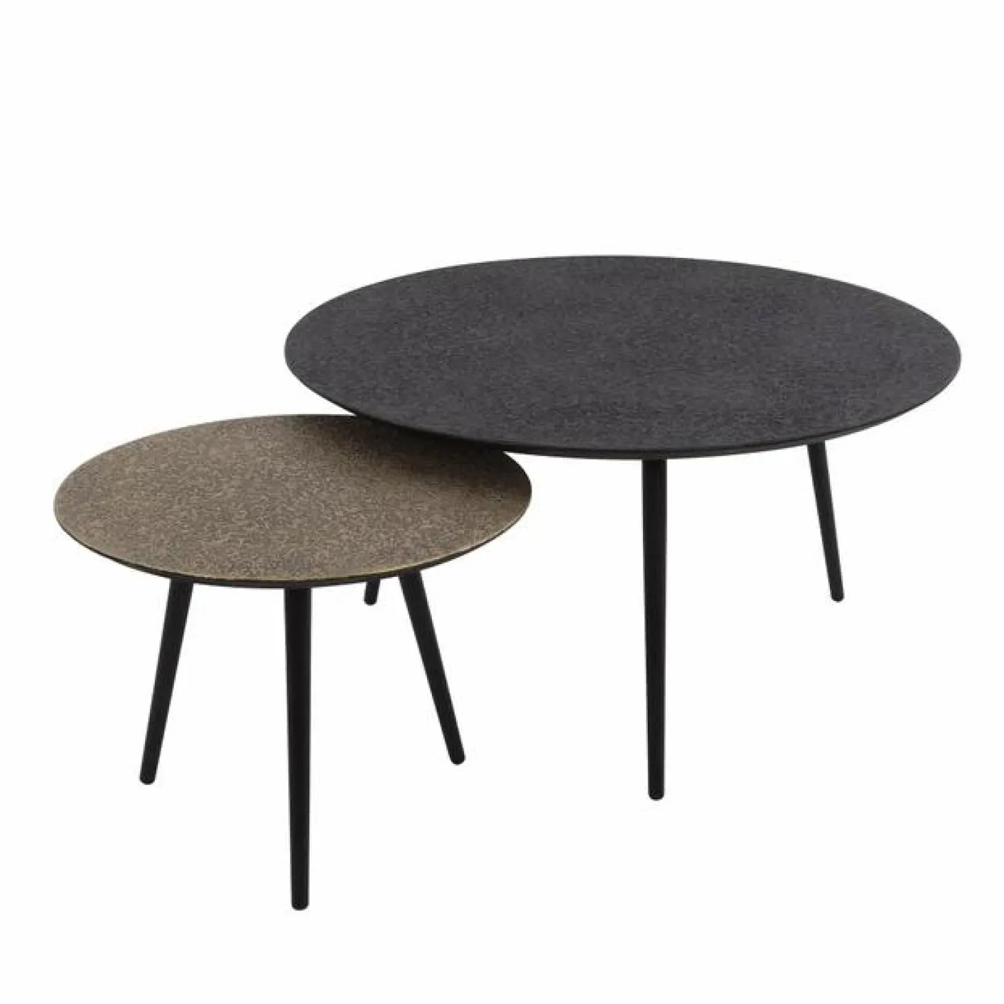Ronde Salontafel Duo metaal set van 2 stuk - Goud/zwart - Loft24.nl