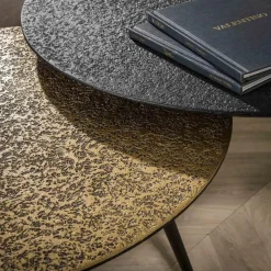 Ronde Salontafel Duo metaal set van 2 stuk - Goud/zwart - Loft24.nl