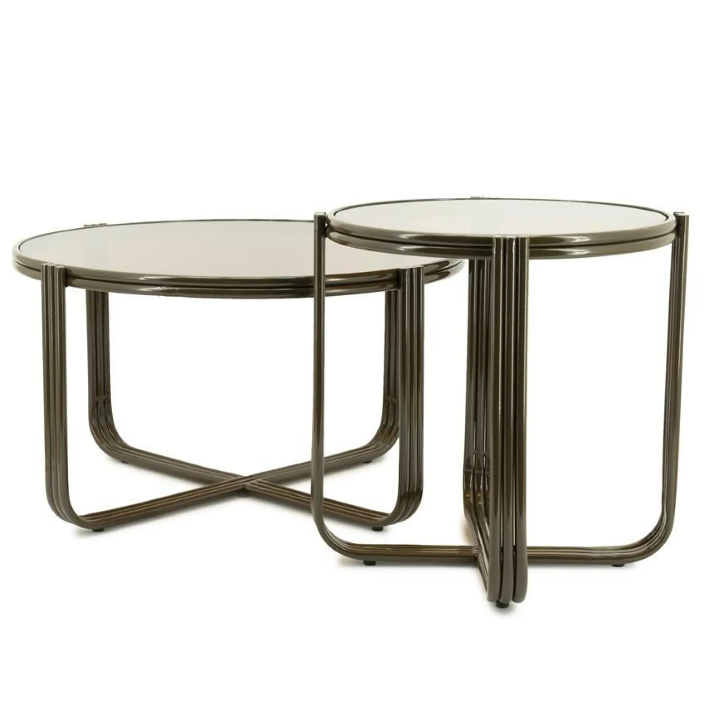 Ronde Salontafel Groovy Glas 63cm - Bruin - Loft24.nl