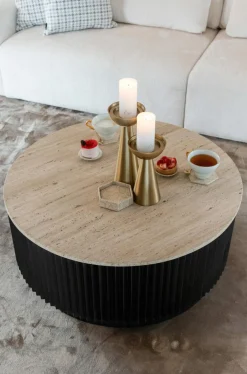 Ronde Salontafel Hampton Travertin - Ø90 cm - Loft24.nl