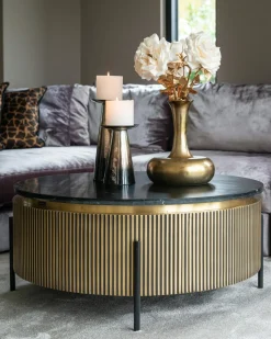 Ronde Salontafel Ironville Ø90 cm - Marmer - Loft24.nl