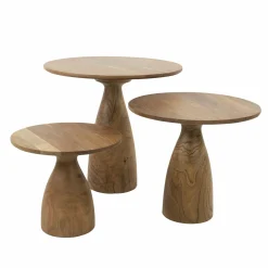 Ronde Salontafel Kiara Acaciahout - Set van 3 stuks - Loft24.nl