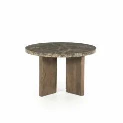 Ronde Salontafel Lando Marmer en mangohout - 60 cm - Loft24.nl