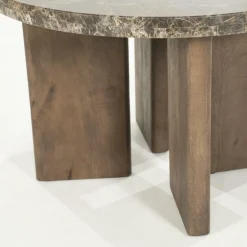 Ronde Salontafel Lando Marmer en mangohout - 60 cm - Loft24.nl