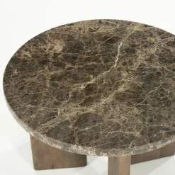 Ronde Salontafel Lando Marmer en mangohout - 60 cm - Loft24.nl