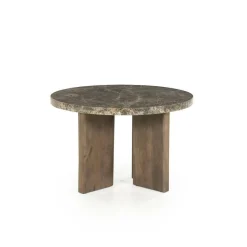 Ronde Salontafel Lando Marmer en mangohout - 60 cm - Loft24.nl