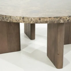 Ronde Salontafel Lando Marmer en mangohout - 80 cm - Loft24.nl