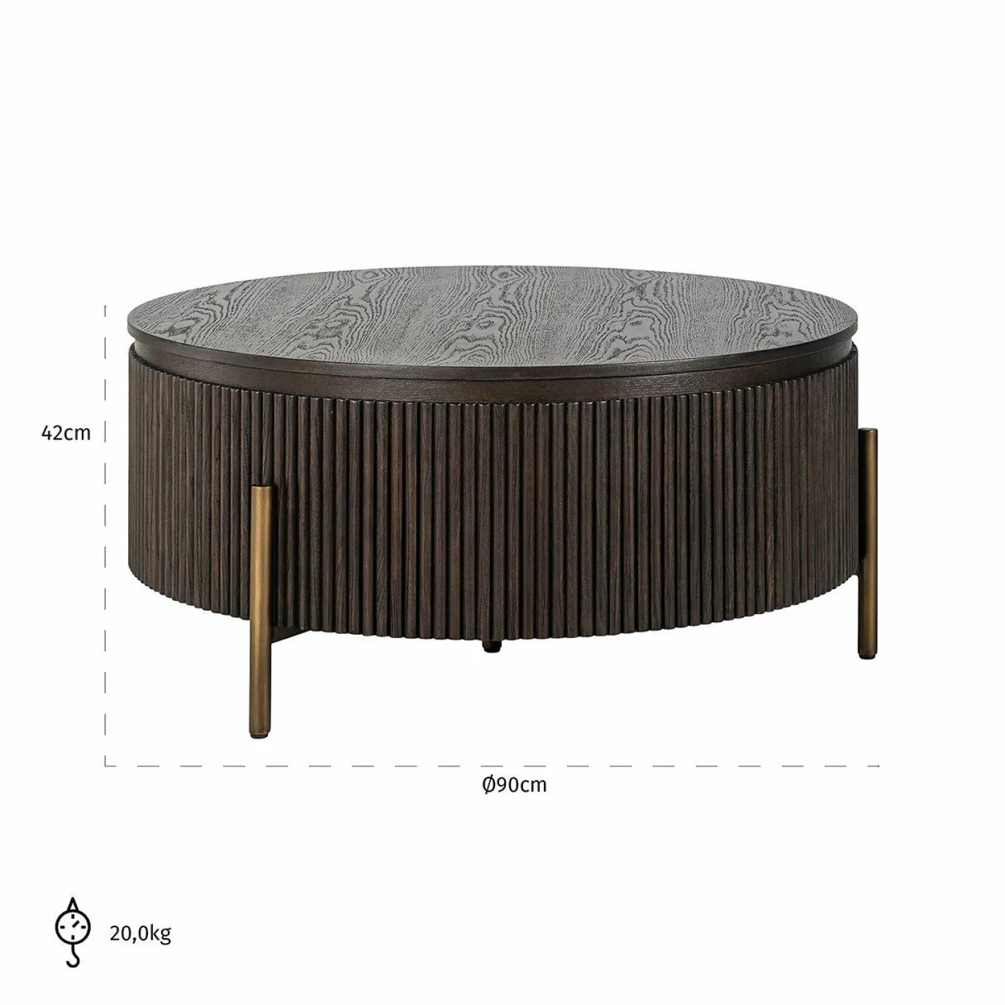 Ronde Salontafel Luxor Eiken Ø95 cm - Bruin - Loft24.nl