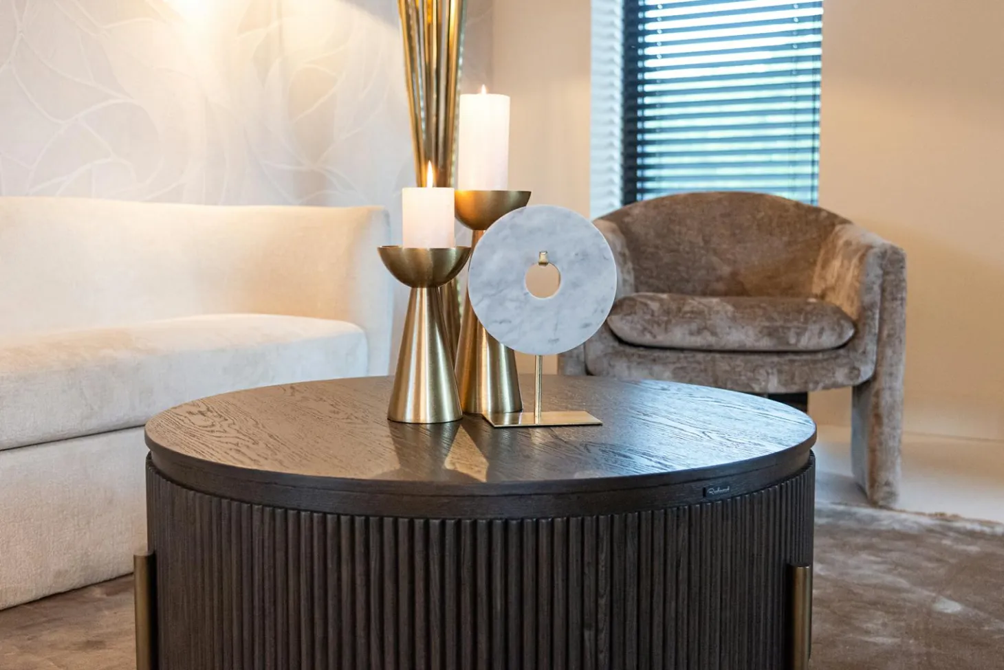 Ronde Salontafel Luxor Eiken Ø95 cm - Bruin - Loft24.nl