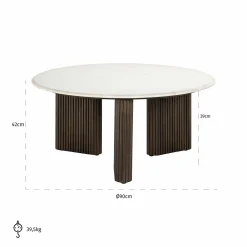 Ronde Salontafel Mayfield Marmer Ø90 cm - wit - Loft24.nl